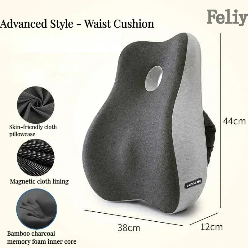 CowLost | memory-foam-office-chair-cushion-car-seat-support-waist-pillow-massage-lumbar-pain-relief-cushion-slow-rebound-orthopedic-pillow |33