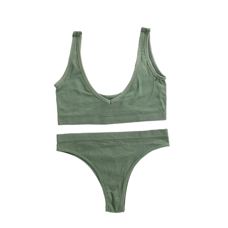 CowLost | product_id-seamless-women-s-lingerie-set-small-cup-push-up-bra-low-waist-ribbed-v-neck-thong |3