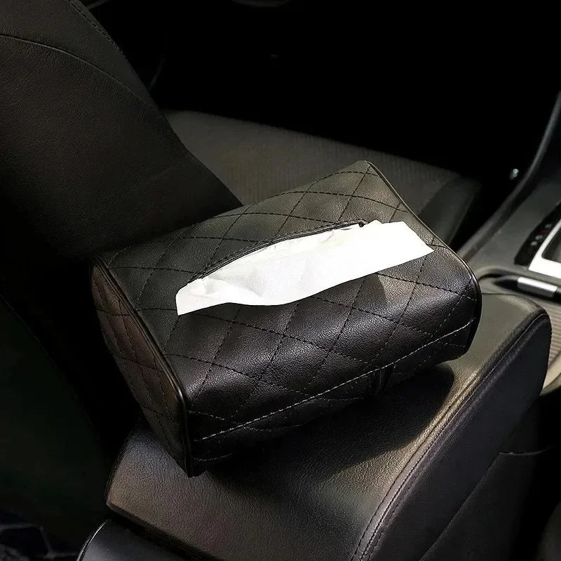 CowLost | car-sunshade-plate-tissue-box-universal-auto-interior-soft-leather-car-tissue-box-car-hanging-buckle-container-paper-bag-tools-1 |5