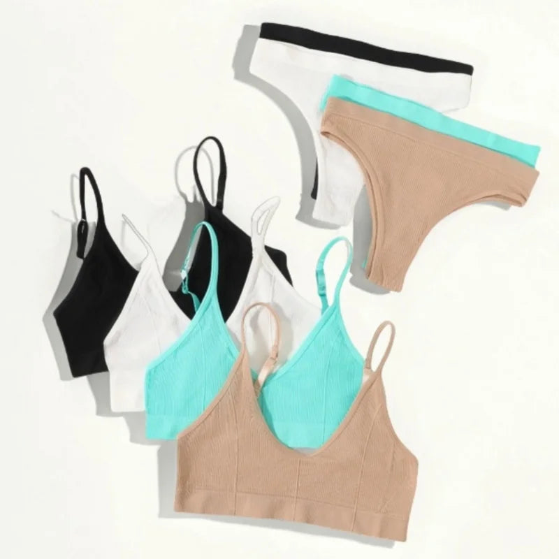 CowLost | product_id-women-seamless-wire-free-push-up-bra-high-rise-brief-set-v-neck-lingerie |1