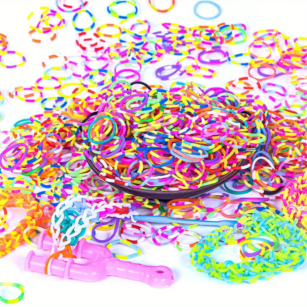 CowLost | bracelets-product_id-600pcs-color-rubber-loom-hair-ties-bands-bracelets-diy-craft-accessories-kit |2