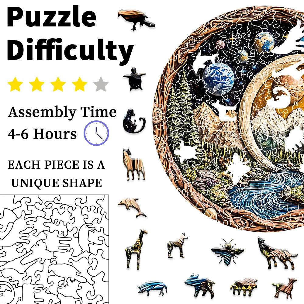 CowLost | product_id-3d-galaxy-universe-wooden-puzzle-with-irregular-animal-pieces-adult-brain-teaser-with-space-art |5