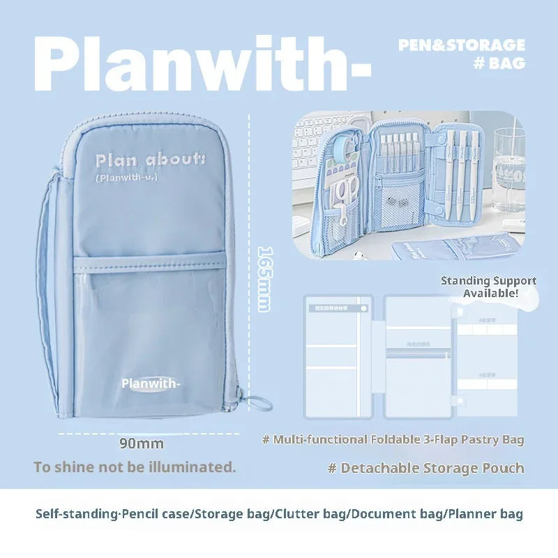 CowLost | product_id-planwith-multi-purpose-standing-pencil-bag-with-detachable-3-layer-desktop-organizer-for-school-work |23