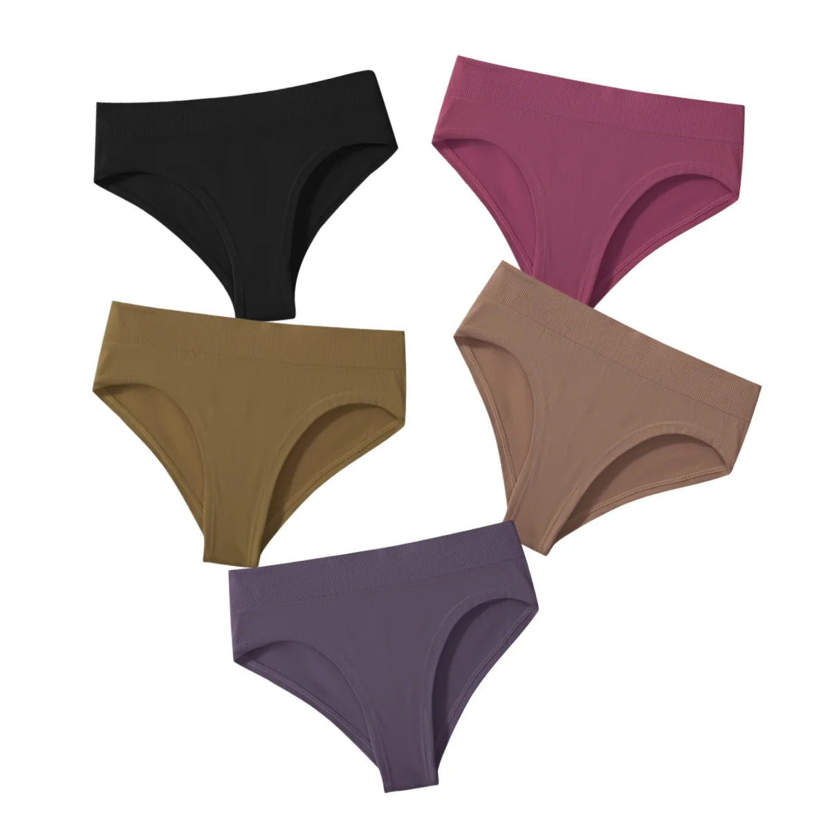 CowLost | product_id-5pcs-high-rise-seamless-womens-solid-color-briefs-s-xxxl |12