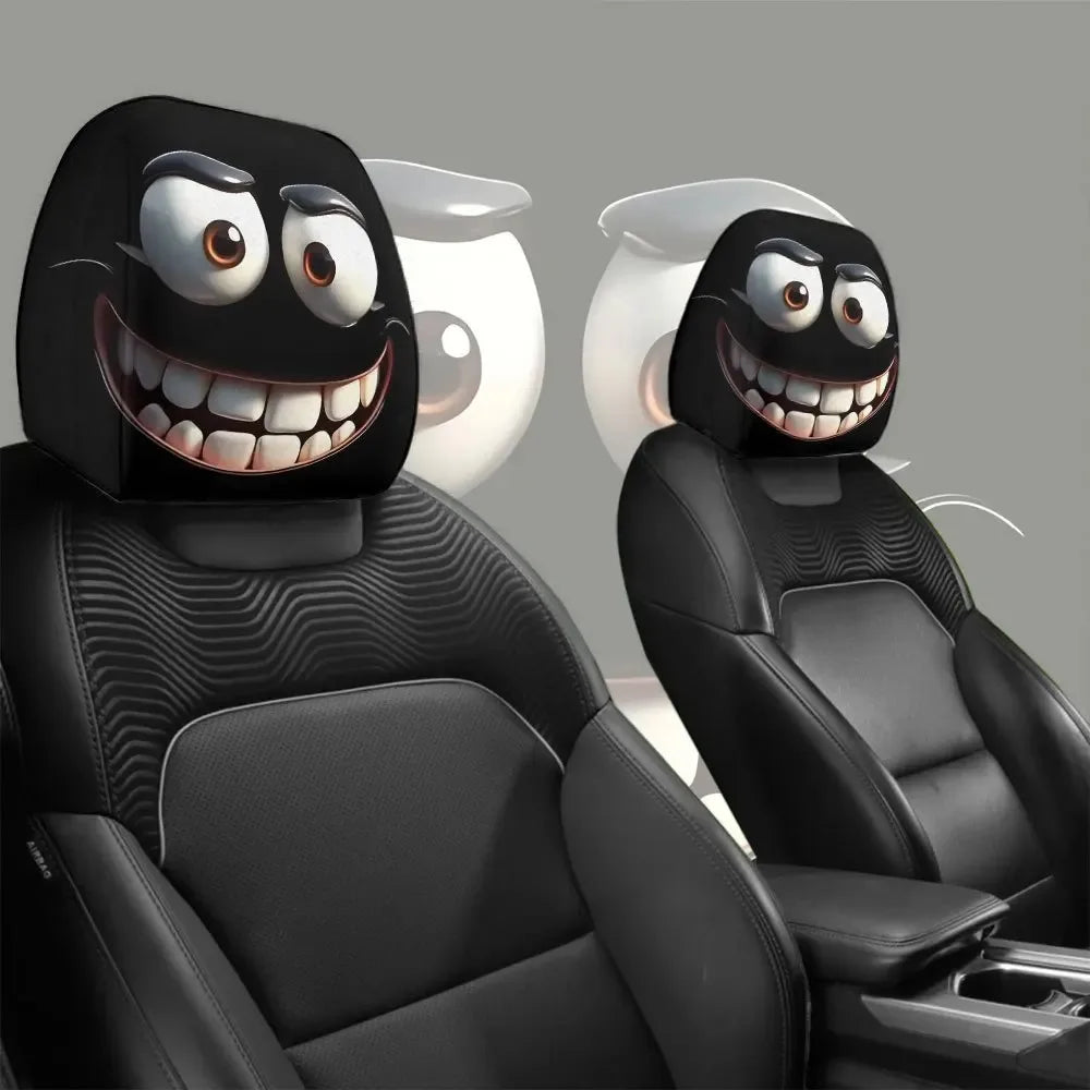 CowLost | car-seat-covers-product_id-2pcs-smiley-face-car-pillowcase-soft-polyester-headrest-cushion-covers-washable |6
