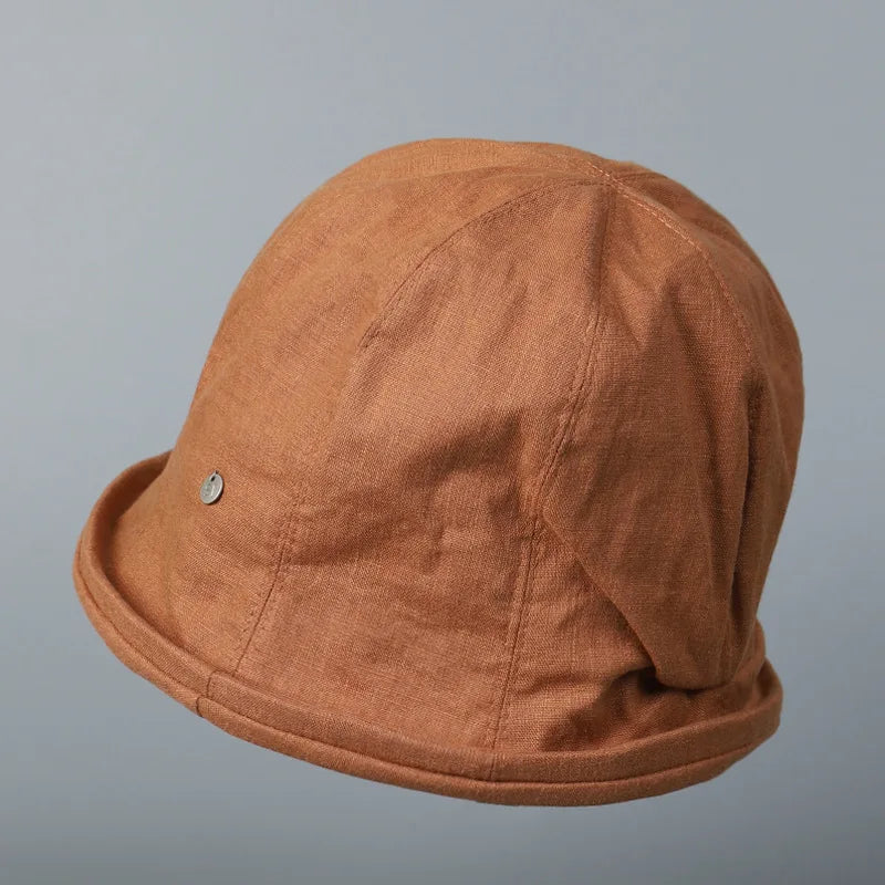 CowLost | linen-curled-edge-sun-hats-for-women-foldable-bucket-hat |16