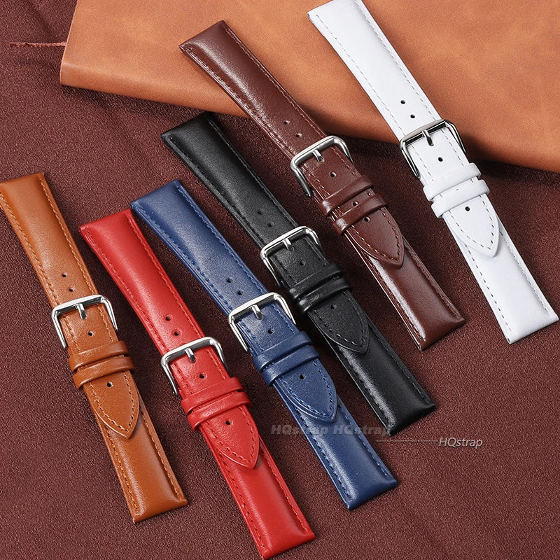 Universal Replacement Leather Watch Band Strap for Samsung Huawei 12-24mm Black Brown