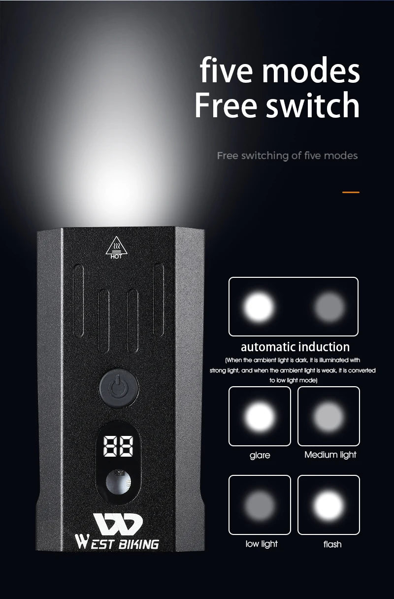 CowLost | west-biking-bike-front-light-induction-bicycle-bright-light-usb-charging-flashlight-cycling-waterproof-torch-bike-headlight |11