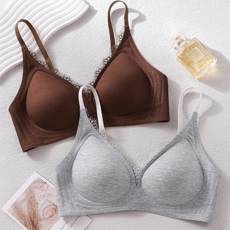 CowLost | product_id-french-lace-wire-free-push-up-bra-for-small-large-breasts |4