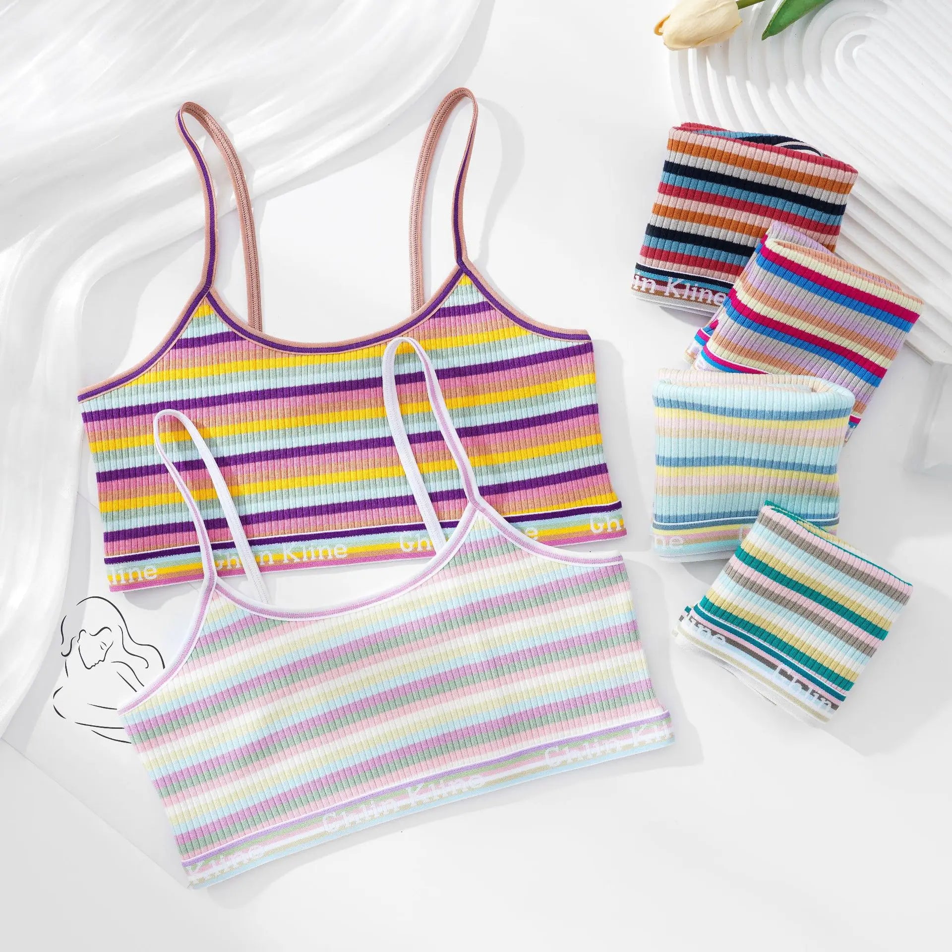 CowLost | product_id-women-s-cotton-thin-striped-wireless-breathable-no-pad-bralette |12