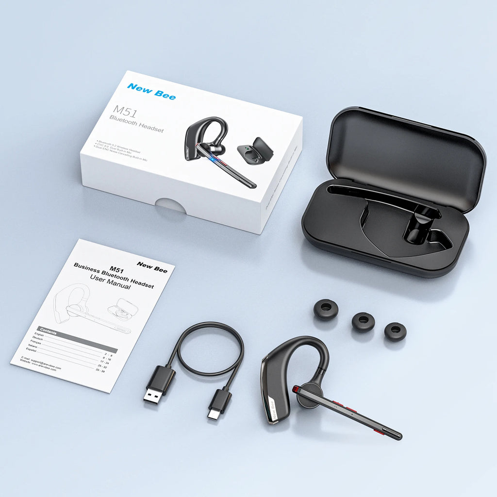 CowLost | mobile-phone-cases-new-bee-m51-bluetooth-v5-2-wireless-earphones-with-dual-mic-and-ear-hook |6
