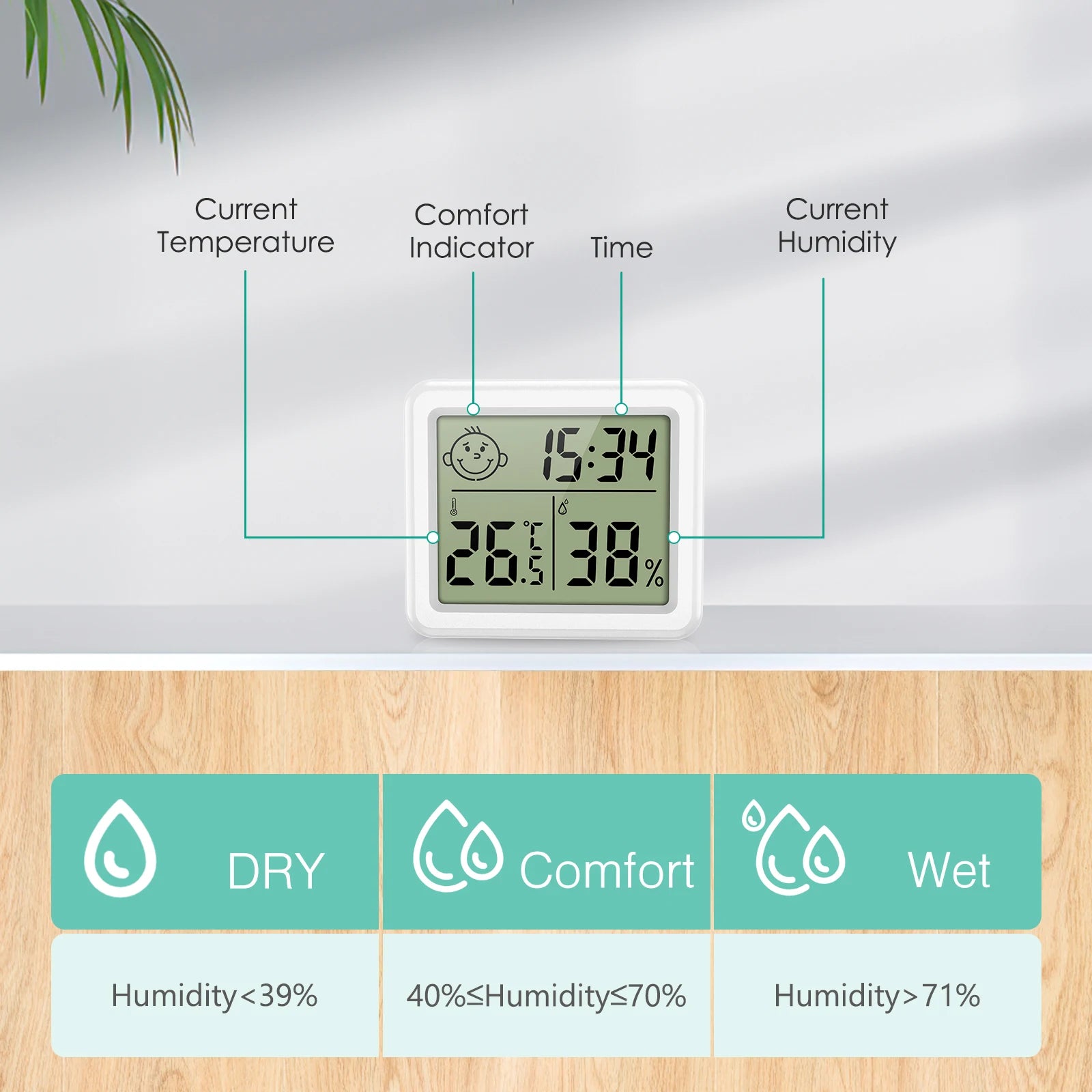 ORIA Mini Indoor Digital Thermometer Hygrometer LCD Temperature Humidity Monitor