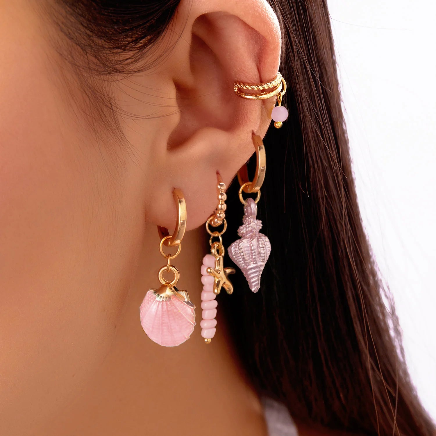 CowLost | 4pcs-colorful-shell-conch-earrings-set-for-women |6