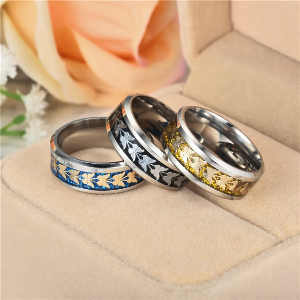 Stainless Steel Butterfly Rings for Women and Men, Sizes 6-13, Valentine's Day Jewelry Gift