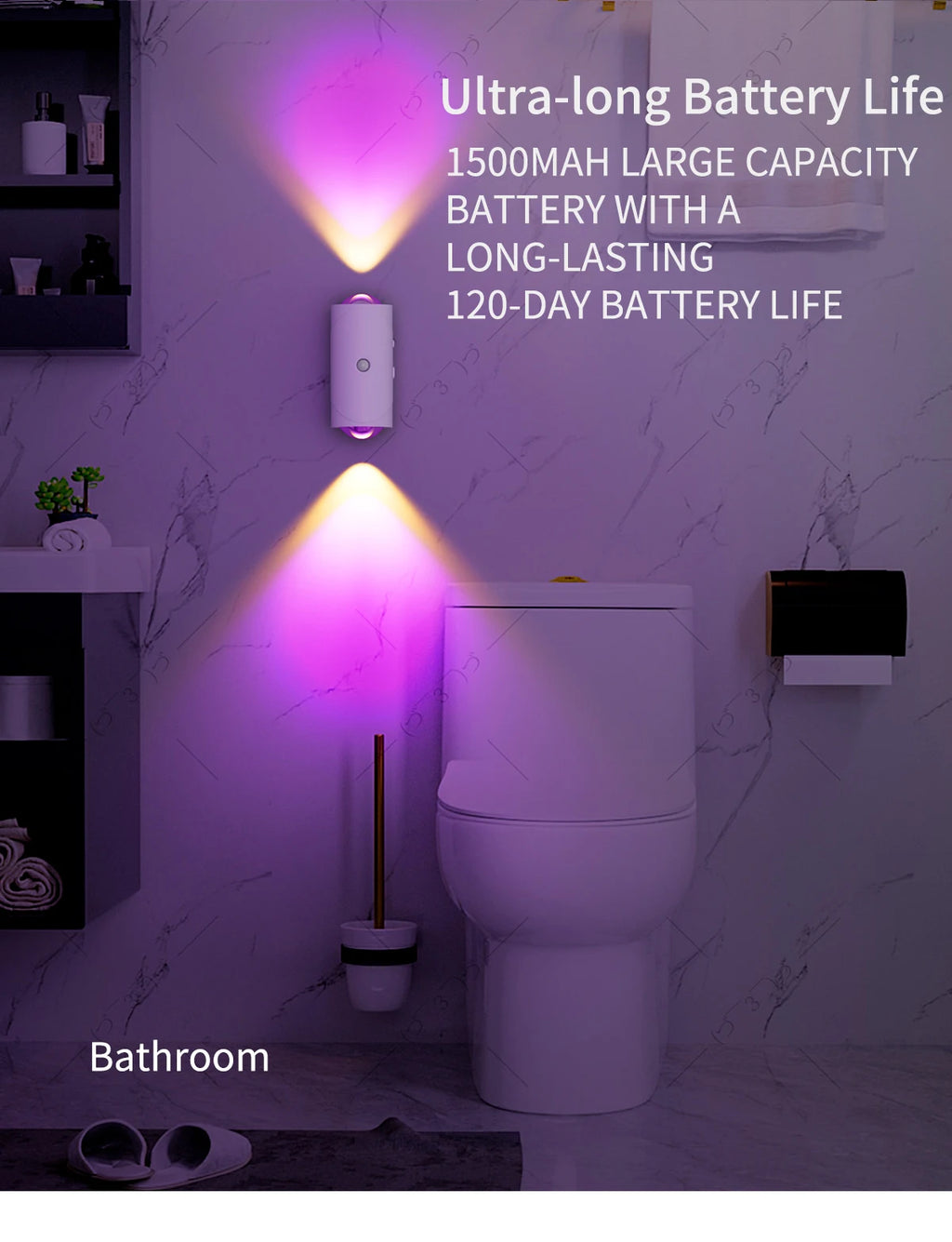 Rechargeable Motion Sensor Night Light with 3 Modes & 8 LED Effects for Indoor Use