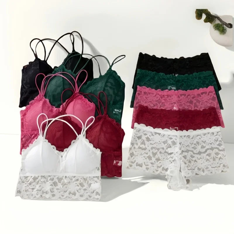 CowLost | product_id-women-s-lace-push-up-nonwire-padded-bra-low-rise-panties-set-solid-color |1