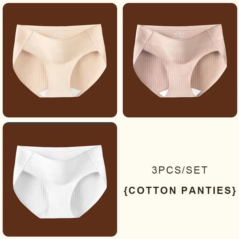 CowLost | product_id-fallsweet-3pcs-womens-plus-size-seamless-mid-rise-cotton-briefs |10