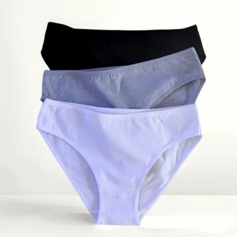 CowLost | product_id-4pcs-cotton-women-s-solid-color-brief-panties-m-xl-soft-comfortable-underwear |2