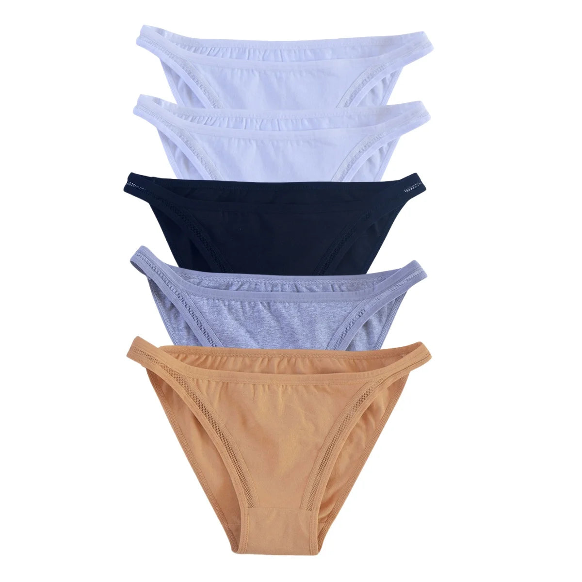 CowLost | product_id-5pcs-women-s-cotton-low-rise-breathable-solid-color-briefs-m-xl |20