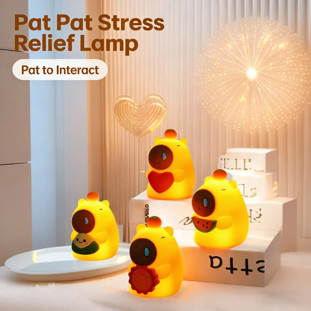 CowLost | cute-pear-night-light-7-color-dimmable-touch-controlled-night-light-silicone-stress-reducing-pat-duck-lamp-usb-rechargeable-1 |2