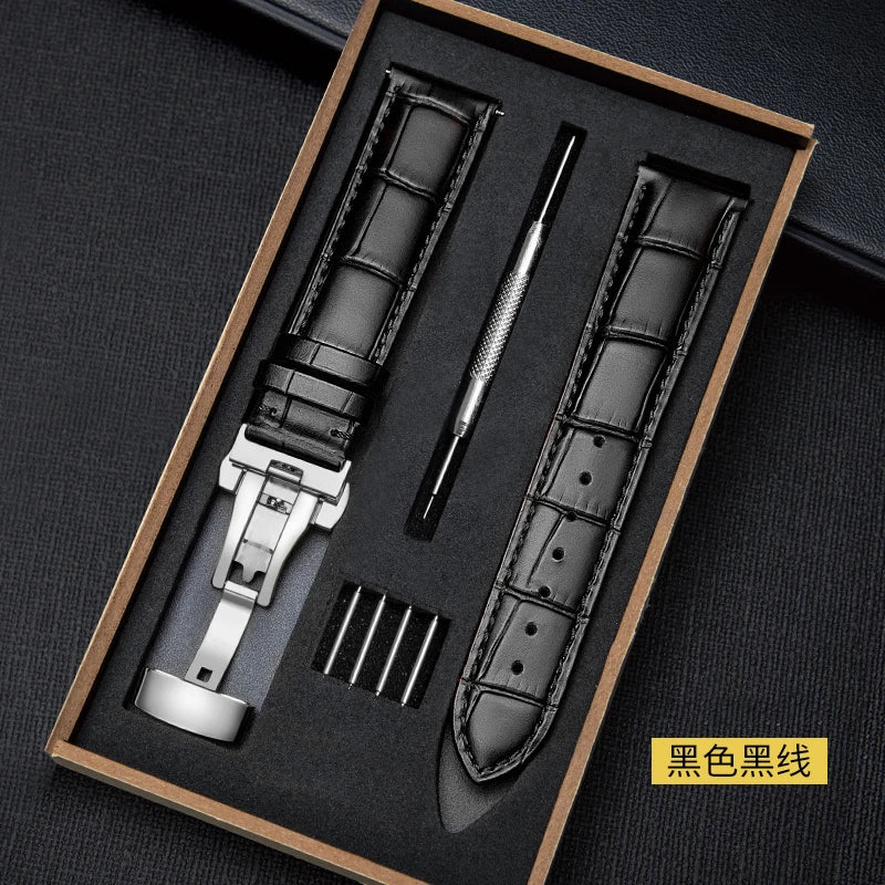 CowLost | product_id-genuine-leather-watchband-18-24mm-replacement-strap-with-wooden-box-and-butterfly-buckle |27