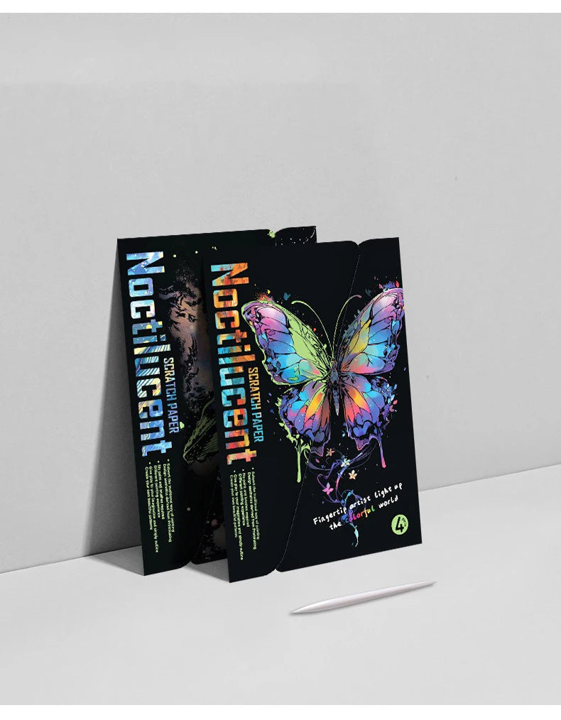 CowLost | product_id-4-pcs-a4-diy-luminous-scratch-painting-set-animal-butterfly-whale-landscape-night-view |18
