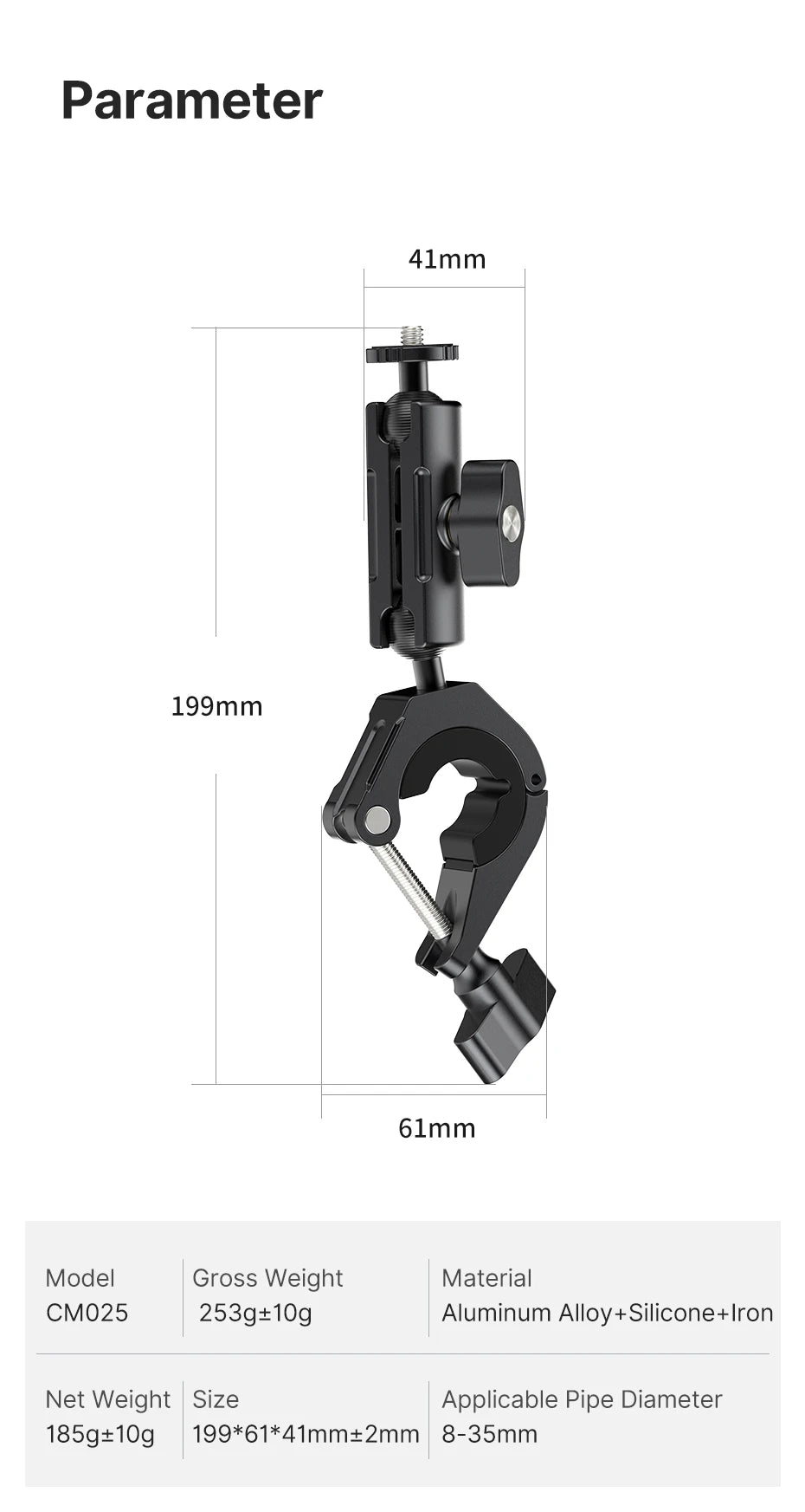 CowLost | ulanzi-cm025-action-camera-mount-for-go-pro-11-10-9-8-7-6-insta360-bicycle-motorcycle-handlebar-mount |15