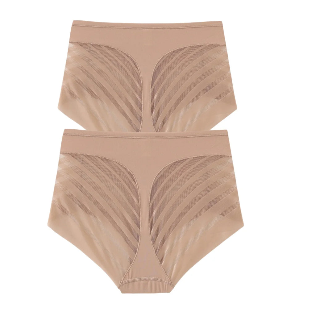 CowLost | product_id-2pcs-womens-mid-waist-ice-silk-tummy-control-butt-lifter-shaping-briefs-m-3xl |6