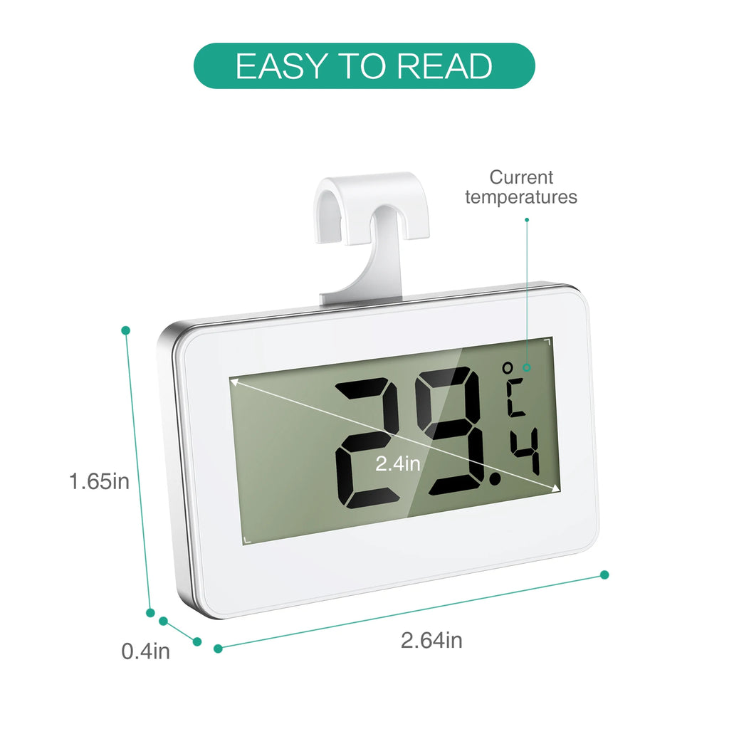 ORIA 2pcs Digital Waterproof Refrigerator Thermometer with Magnet and Hook, Max/Min Record