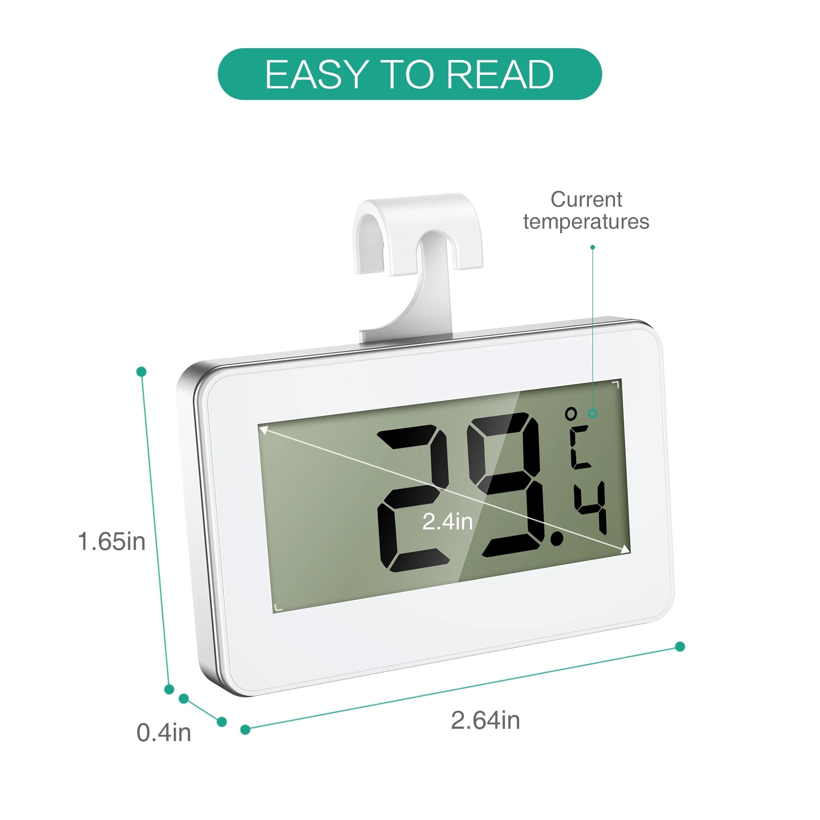 ORIA 2pcs Digital Waterproof Refrigerator Thermometer with Magnet and Hook, Max/Min Record