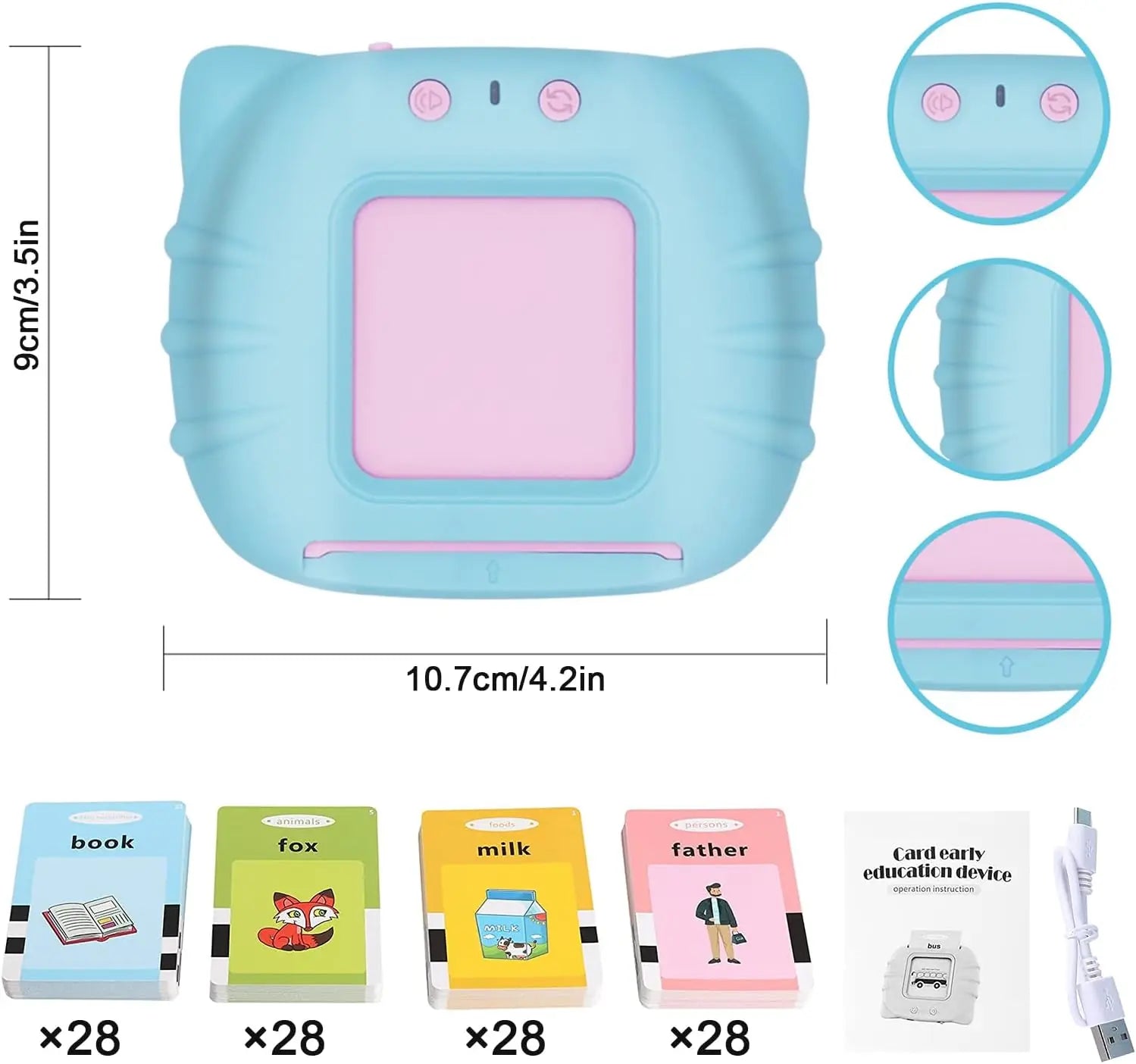 Talking Flashcards Early Education Electronic Montessori Toy for Kids Toddlers Preschool Gift