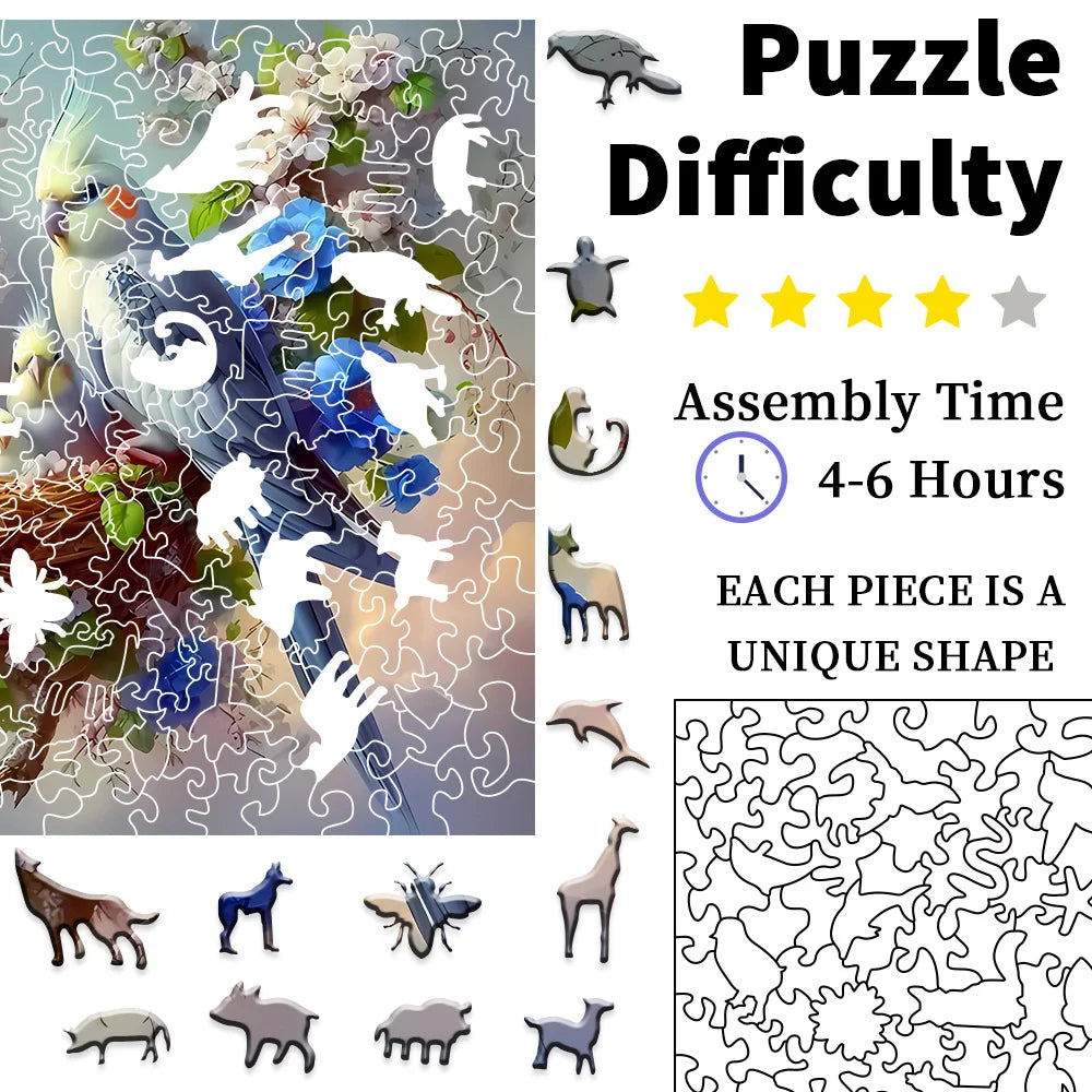 CowLost | wooden-puzzles-for-adults-hummingbird-wood-puzzles-adult-unique-animal-shape-wooden-jigsaw-puzzles-birthday-gifts-for-puzzles |3
