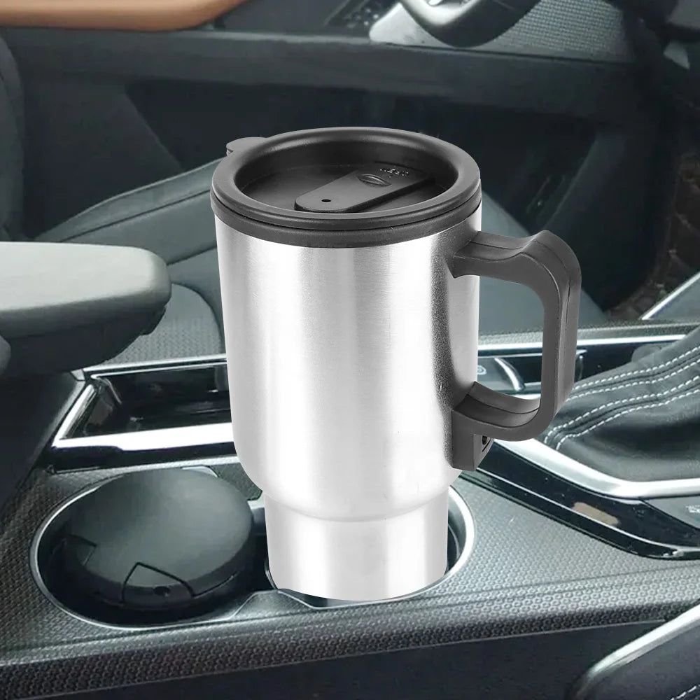 CowLost | stainless-steel-vehicle-heating-cup-12v-450ml-water-coffee-milk-thermal-mug-camping-travel-kettle-electric-heating-car-kettle |3