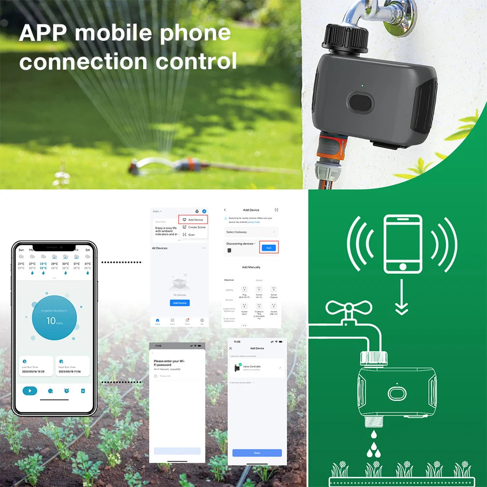 WiFi Smart Garden Water Timer 1-Zone Programmable Irrigation Valve with APP Control
