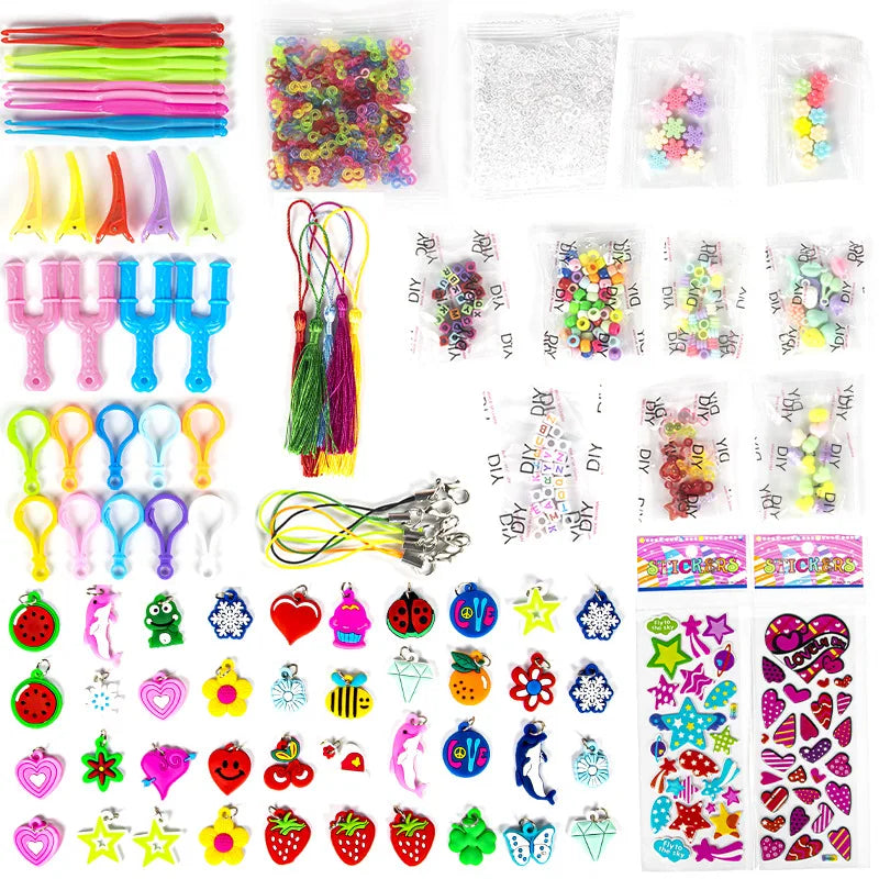 DIY Rubber Bands Loom Weaving Kit Box for Bracelets, Pendants, and Beaded Crafts
