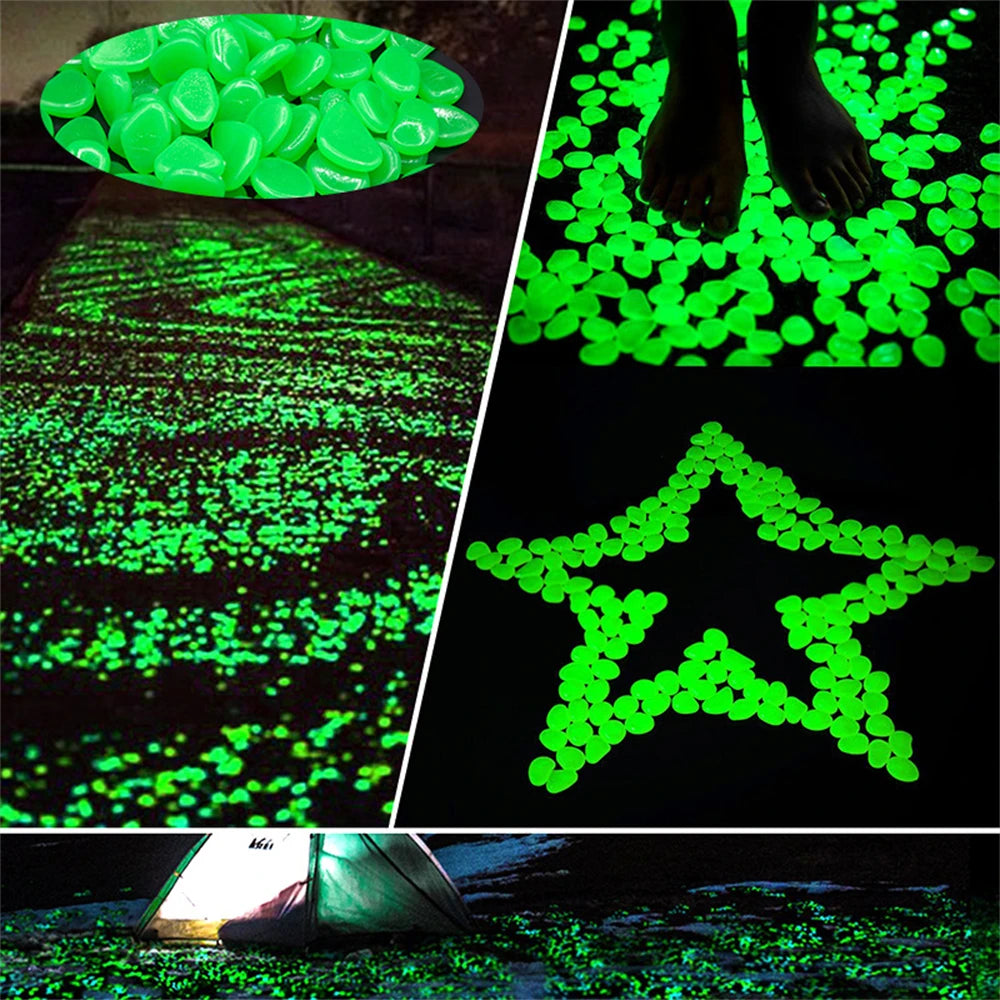 50Pcs Large Glow in the Dark Garden Pebbles for Patio, Lawn, Fish Tank, and Home Decoration