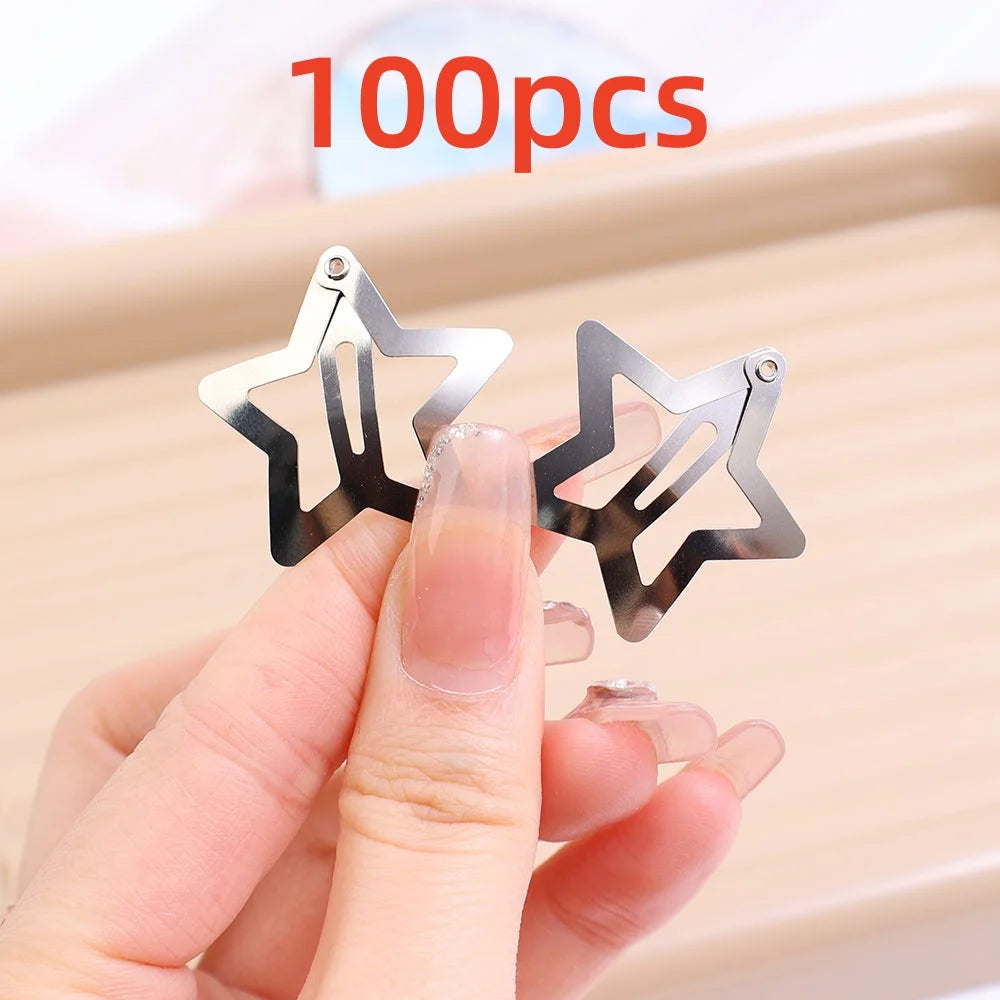 CowLost | 2-100pcs-star-hair-clips-for-girls-filigree-star |15
