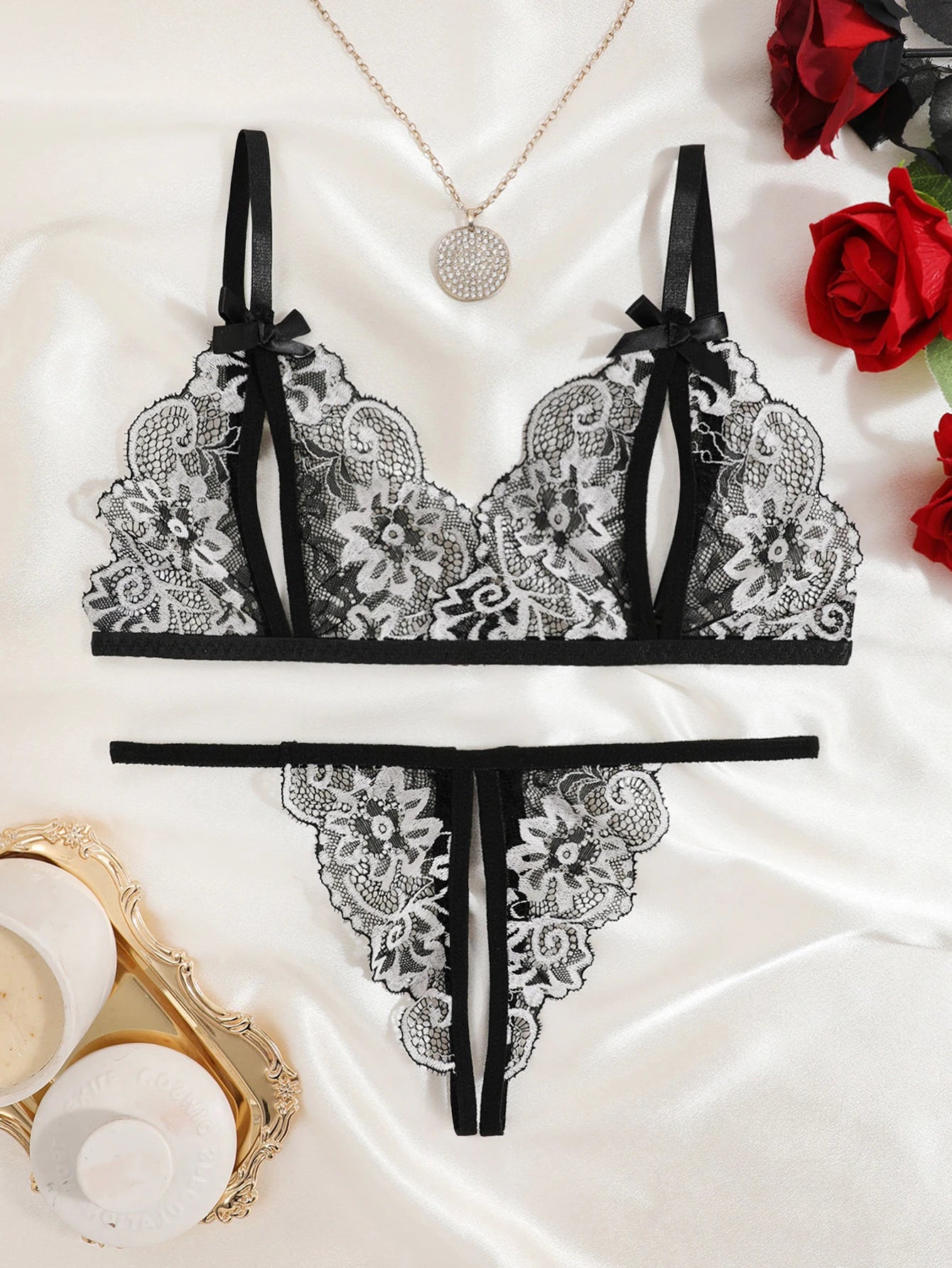 CowLost | women-floral-sexy-lingerie-set-open-chest-bra-and-crotchless-thong-sets |14