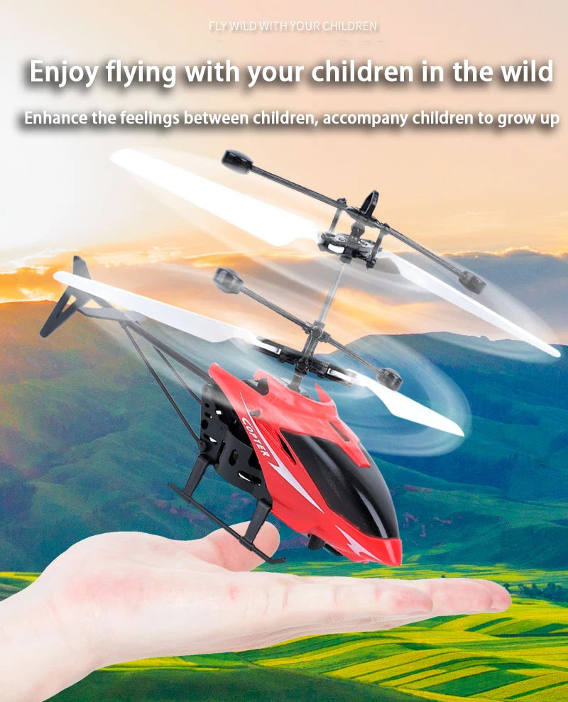 Rechargeable Mini RC Helicopter Drone Safe Fall-Resistant Toy (No Remote Battery)