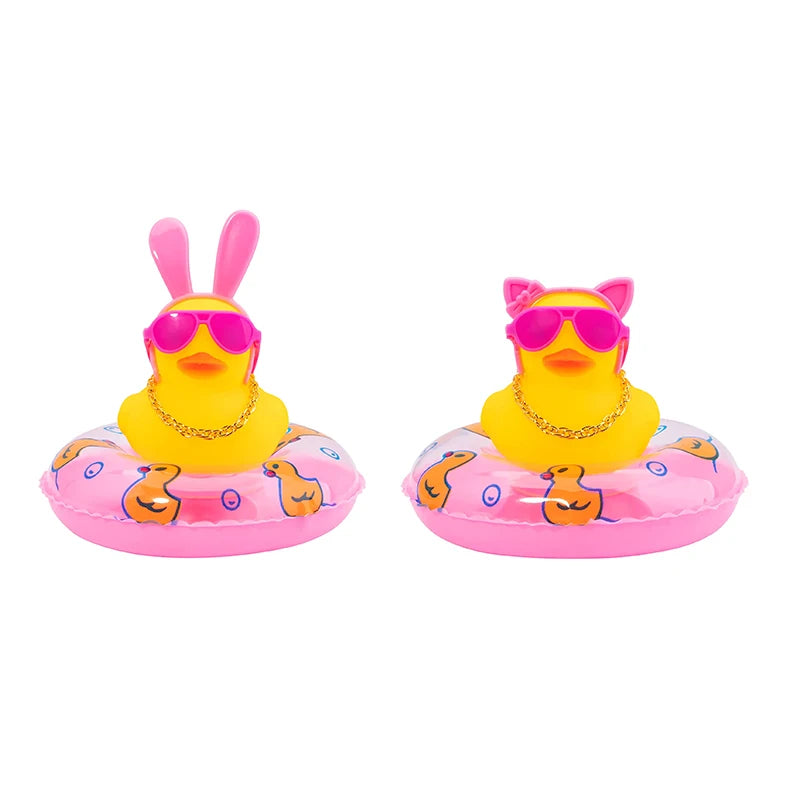 CowLost | 2-set-car-duck-mini-car-dashboard-yellow-rubber-duckies-toy-jeep-duck-party-favor-car-decoration-table-ornament-car-accessory |12