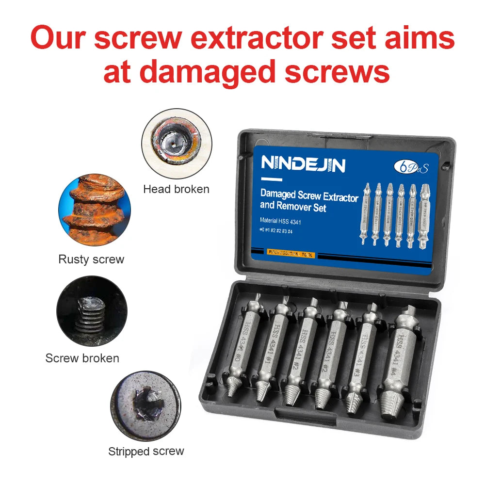 CowLost | nindejin-4-5-6pcs-damaged-screw-extractor-drill-bit-extractor |4