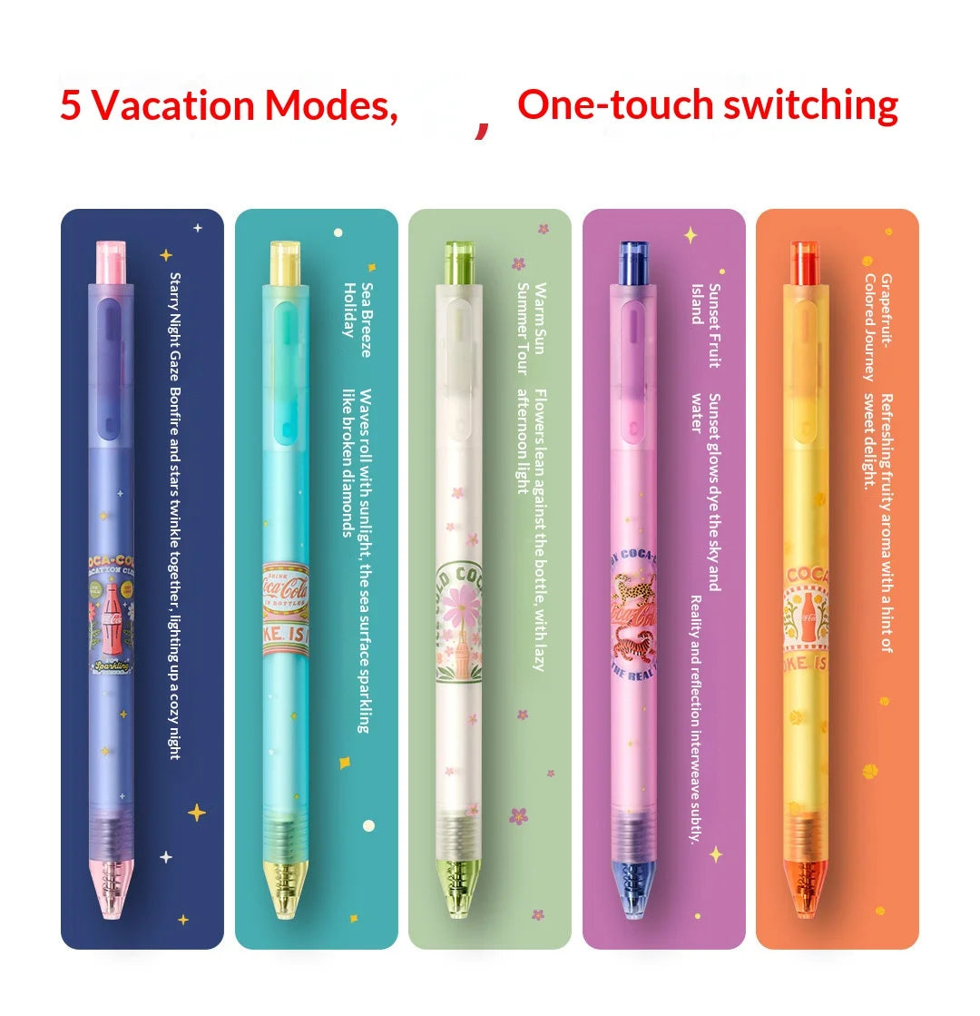 CowLost | product_id-5pcs-kaco-coca-cola-co-branded-gel-pens-0-5mm-quick-dry-ink-ergonomic-grip |10