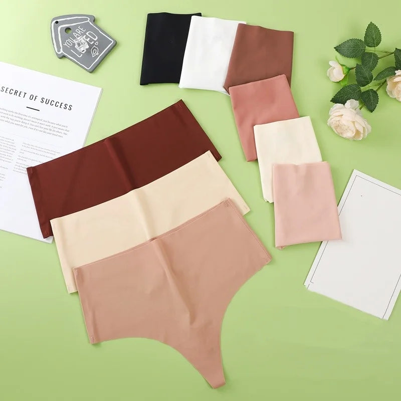 CowLost | product_id-3pcs-women-high-waist-seamless-soft-g-string-thongs-panties |6
