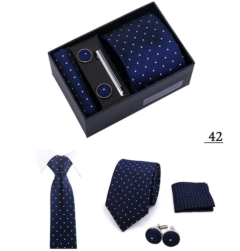 CowLost | tie-men-with-box-top-quality-business-ties-hanky-cufflink-set |25