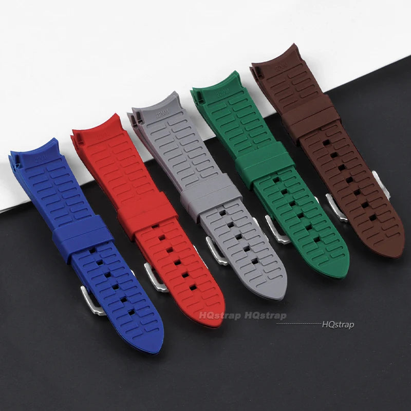 Curved End Silicone Watch Strap 20mm 22mm with Stainless Steel Buckle for Swatch Seiko