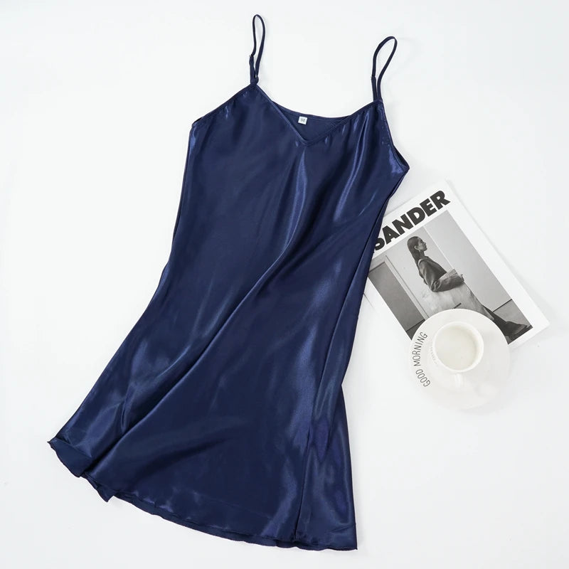 CowLost | sexy-pajamas-womens-faux-silk-suspender-nightdress |16