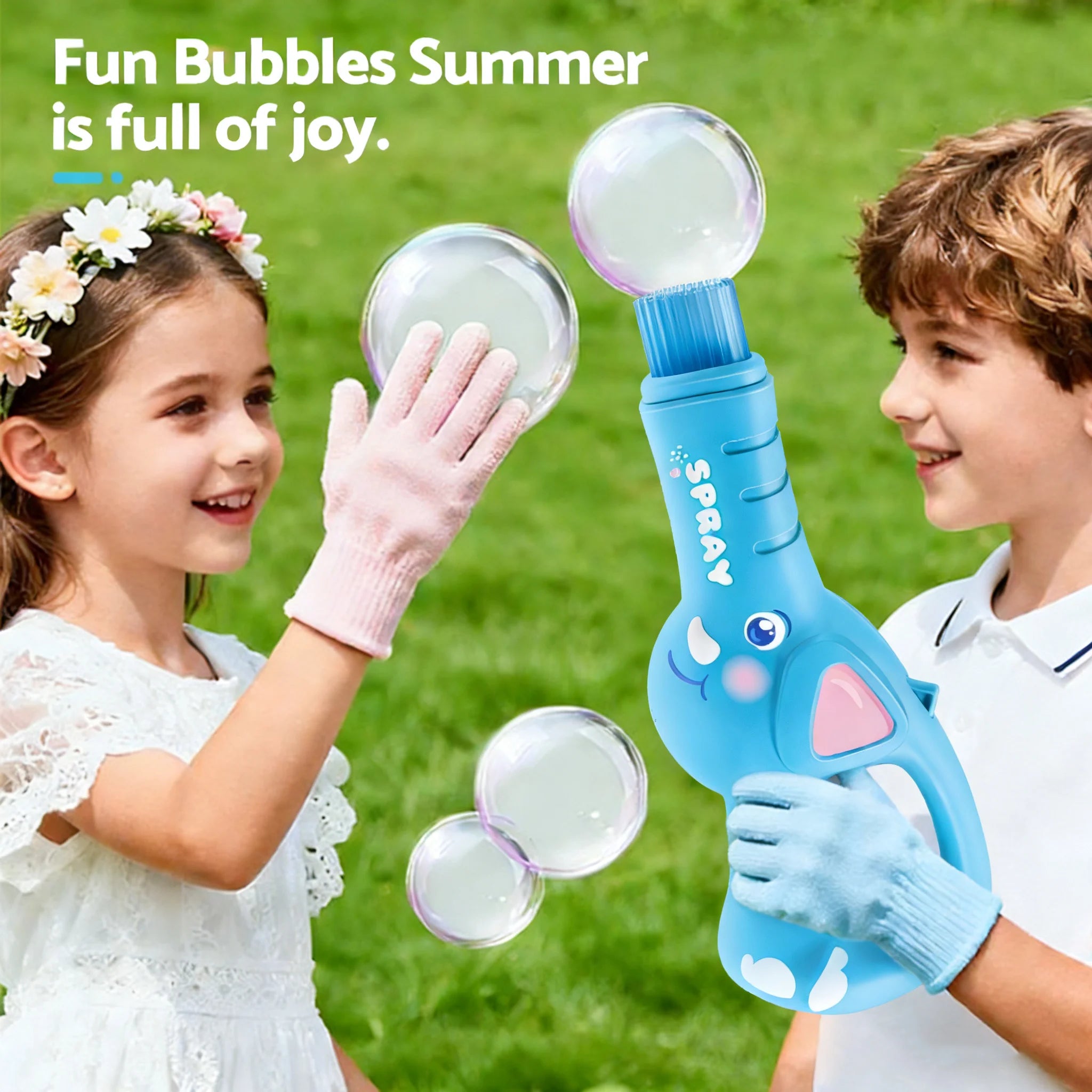 Cute Animal Bubble Machine with Colorful Lights and Smoke for Summer Party Toy
