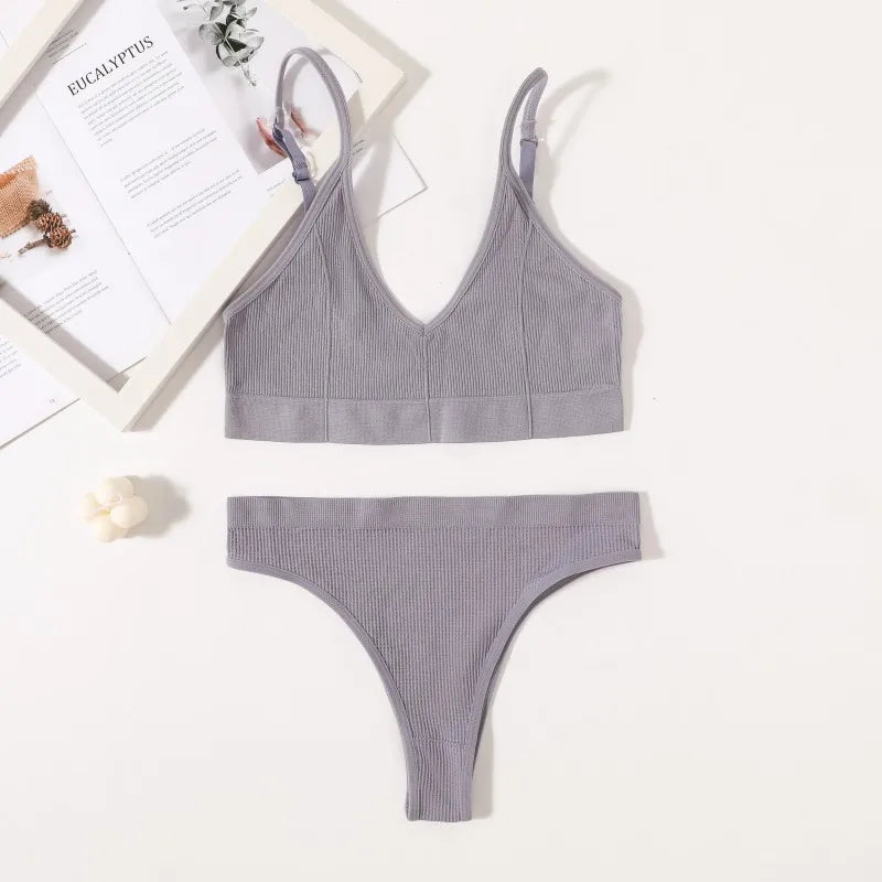 CowLost | product_id-women-seamless-wire-free-push-up-bra-high-rise-brief-set-v-neck-lingerie |12