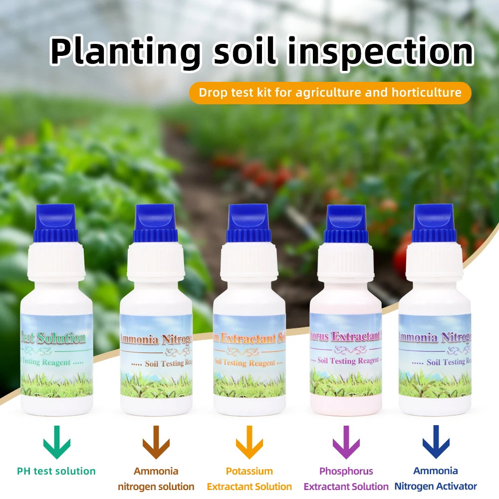 4-in-1 Soil Test Kit PH Nitrogen Phosphorus Potassium Reagent Set for Agriculture Gardening