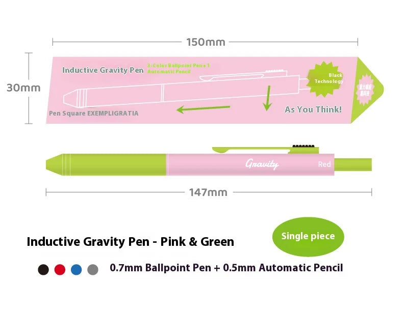 CowLost | product_id-black-technology-4-in-1-gravity-pen-with-metal-grip-multi-color-gel-ink-mechanical-pencil-for-school-and-office |19